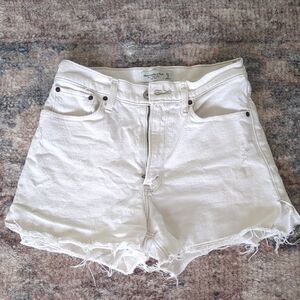 American Eagle Outfitters White Jean Shorts Distressed Cut-Off